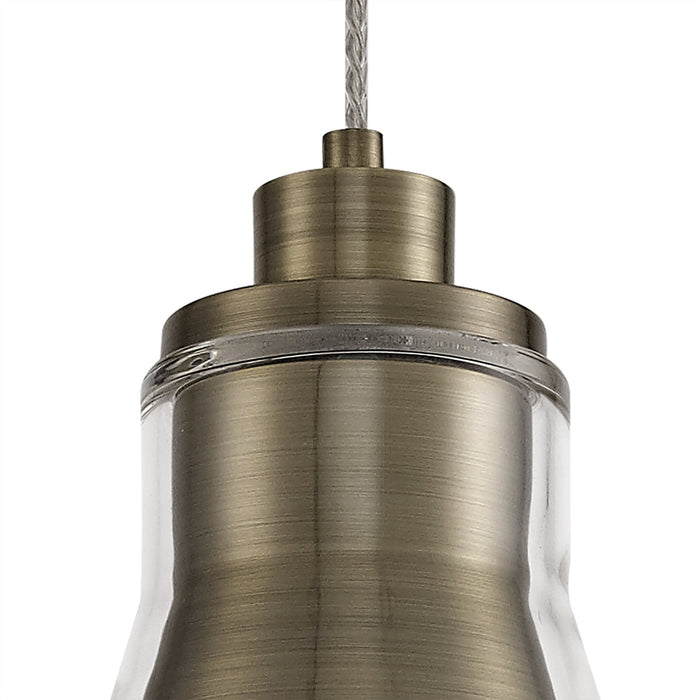 Nelson Lighting NL77739 Hoister Pendant 1 Light Antique Brass/Clear Glass