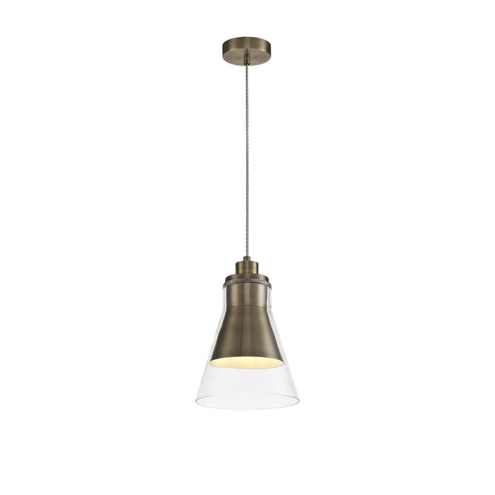 Nelson Lighting NL77739 Hoister Pendant 1 Light Antique Brass/Clear Glass