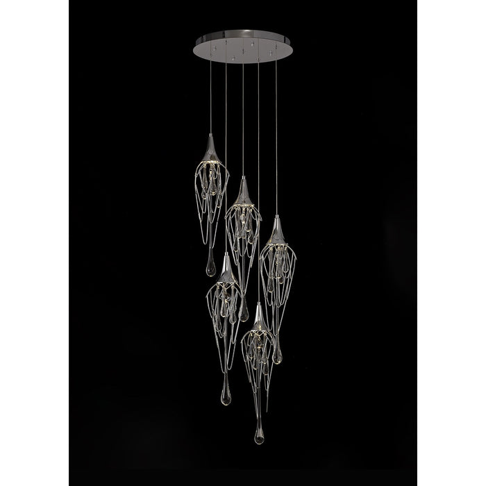 Nelson Lighting NL78579 Istan Pendant Round 5 Light Polished Chrome