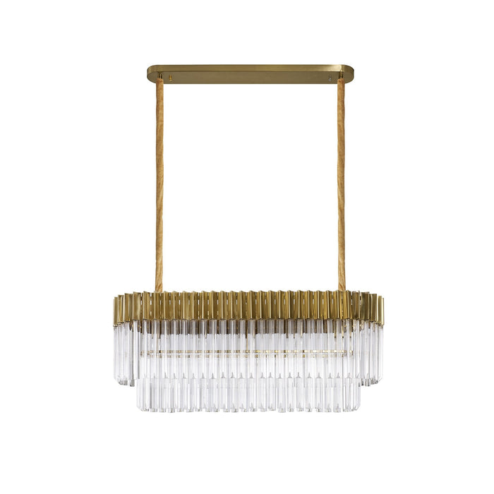 Nelson Lighting NL82339 Kobra Pendant Rectangle 5 Light Brass/Clear Glass