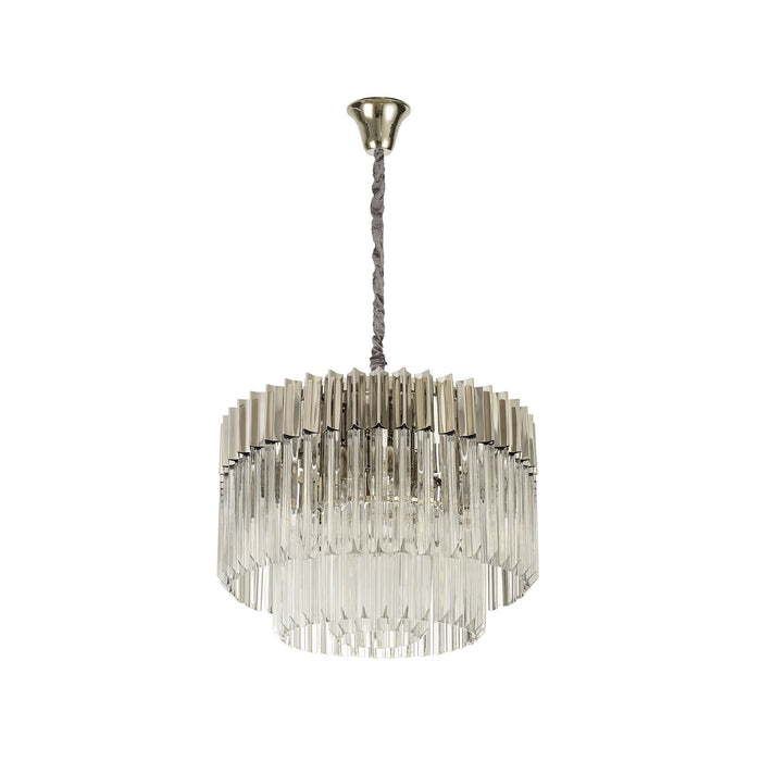 Nelson Lighting NL82369 Kobra Pendant Round 8 Light Polished Nickel/Clear Glass