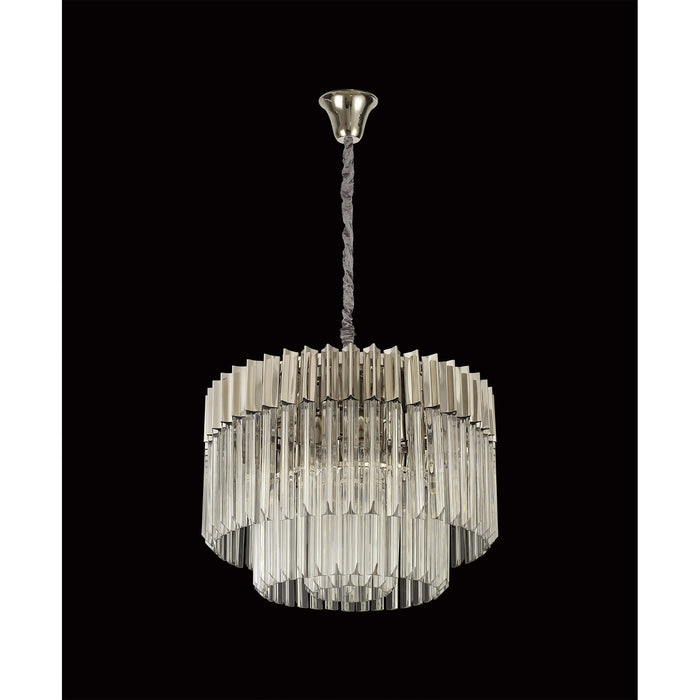 Nelson Lighting NL82369 Kobra Pendant Round 8 Light Polished Nickel/Clear Glass