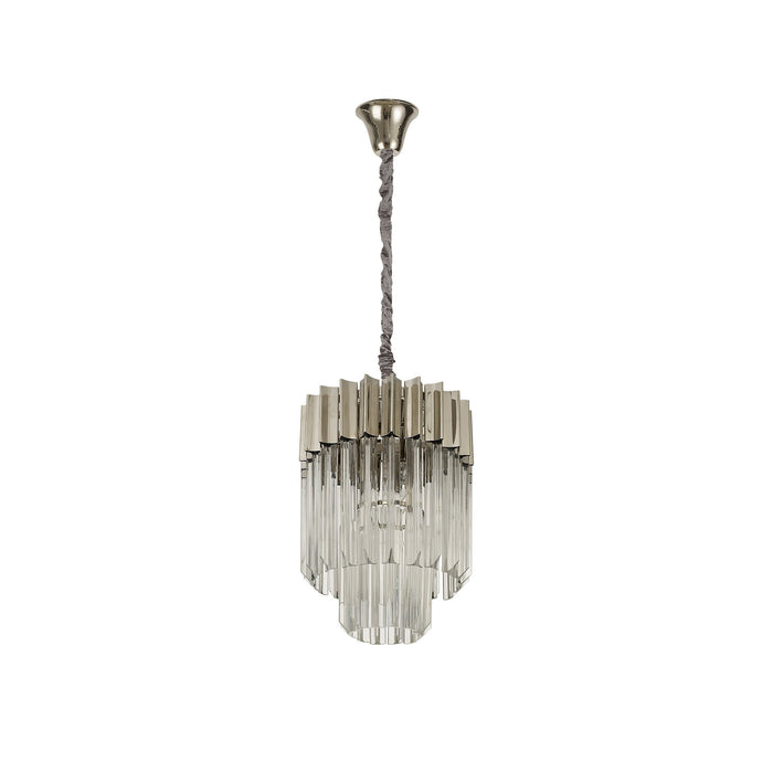 Nelson Lighting NL82379 Kobra Pendant Round 4 Light Polished Nickel/Clear Glass