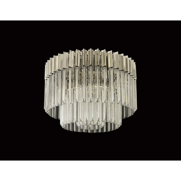 Nelson Lighting NL82419 Kobra Ceiling Round 7 Light Polished Nickel/Clear Glass