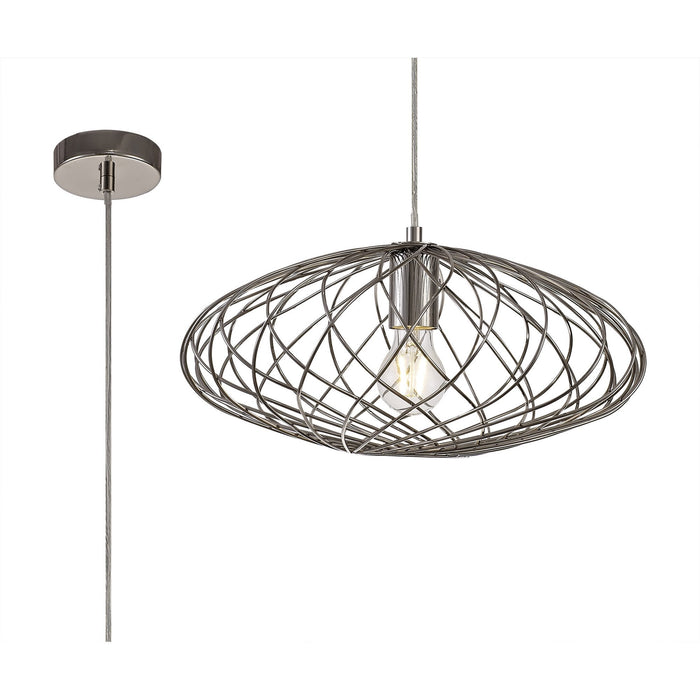 Nelson Lighting NL71359 Linus Elliptical Sphere Pendant 1 Light Polished Nickel