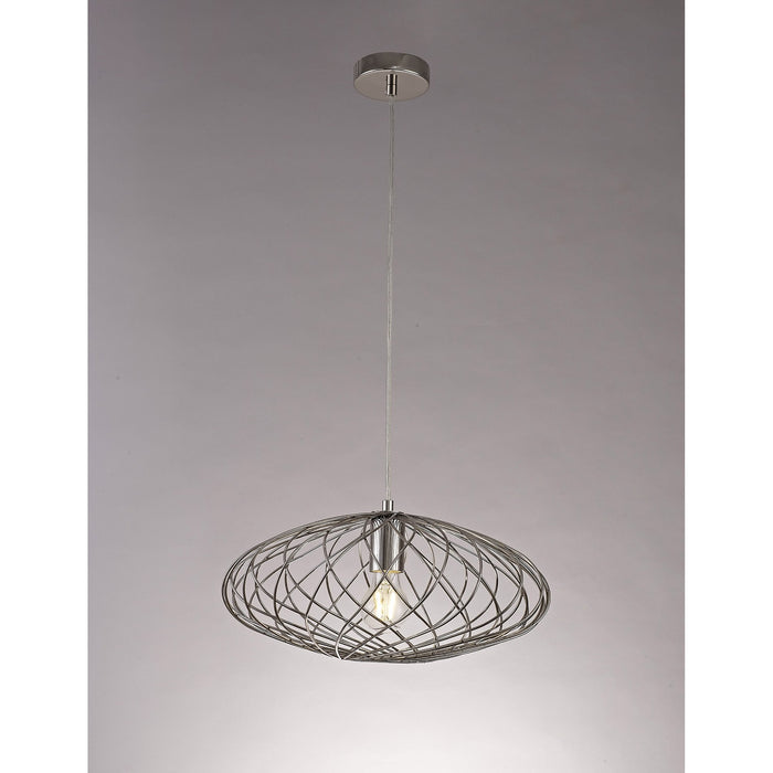 Nelson Lighting NL71359 Linus Elliptical Sphere Pendant 1 Light Polished Nickel