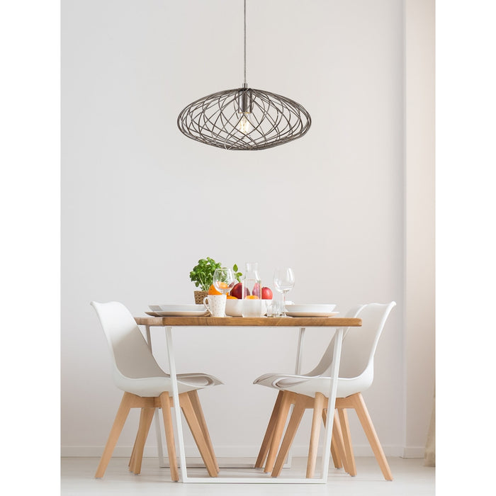 Nelson Lighting NL71359 Linus Elliptical Sphere Pendant 1 Light Polished Nickel