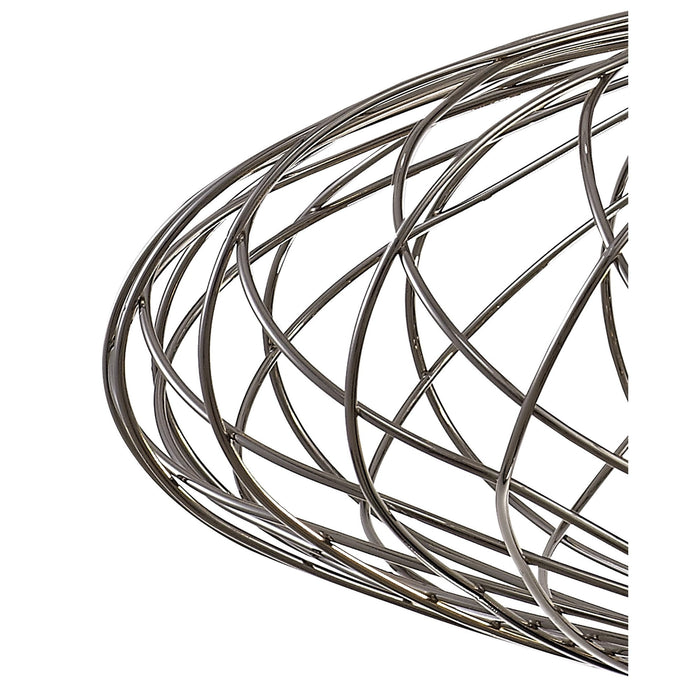 Nelson Lighting NL71359 Linus Elliptical Sphere Pendant 1 Light Polished Nickel