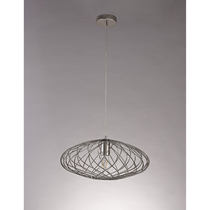 Nelson Lighting NL71359 Linus Elliptical Sphere Pendant 1 Light Polished Nickel