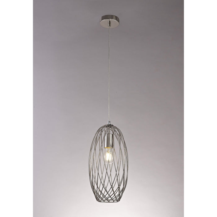 Nelson Lighting NL71369 Linus Curved Cylinder Pendant 1 Light Polished Nickel