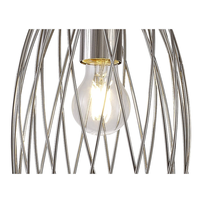 Nelson Lighting NL71369 Linus Curved Cylinder Pendant 1 Light Polished Nickel