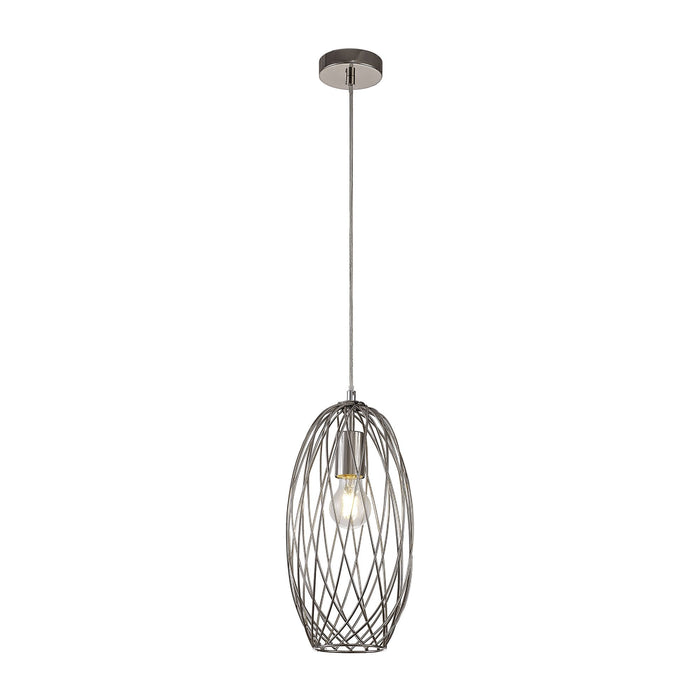 Nelson Lighting NL71369 Linus Curved Cylinder Pendant 1 Light Polished Nickel