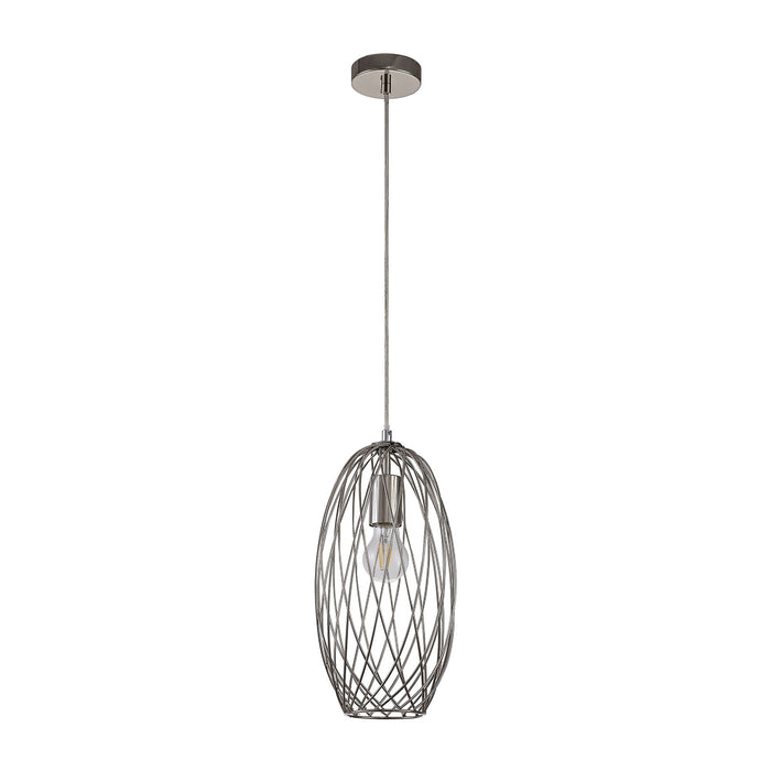 Nelson Lighting NL71369 Linus Curved Cylinder Pendant 1 Light Polished Nickel