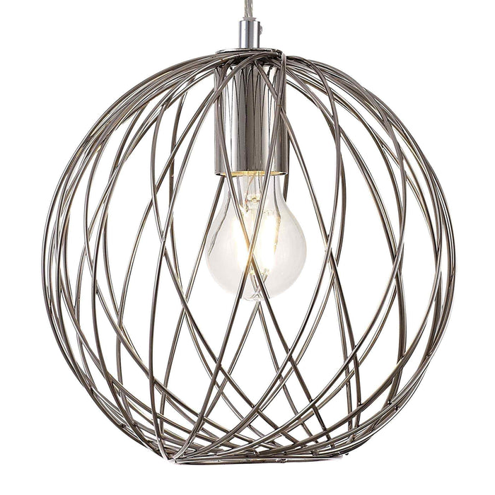 Nelson Lighting NL71379 Linus Sphere Pendant 1 Light Polished Nickel