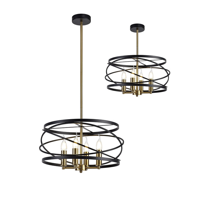 Nelson Lighting NL71019 Liza Pendant 4 Light Black/Satin Gold