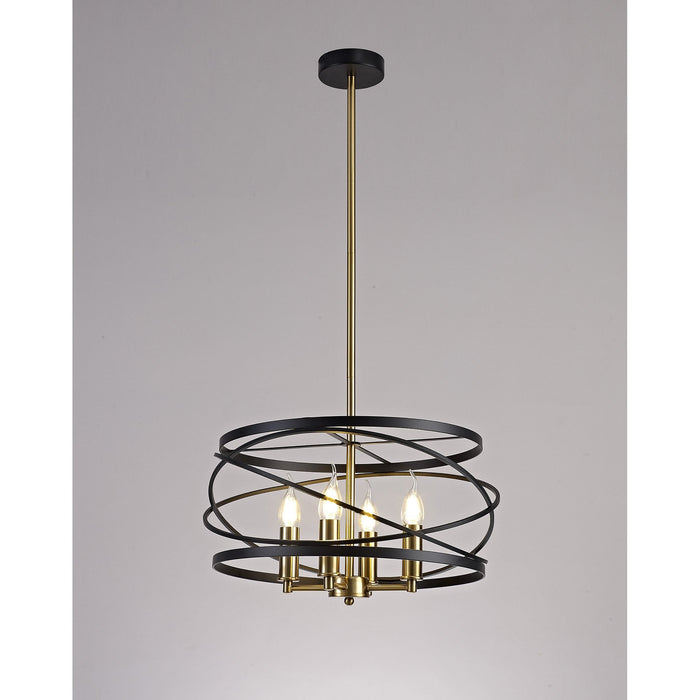 Nelson Lighting NL71019 Liza Pendant 4 Light Black/Satin Gold