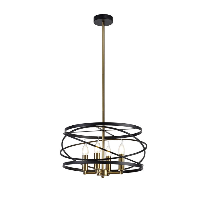 Nelson Lighting NL71019 Liza Pendant 4 Light Black/Satin Gold