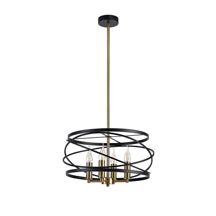 Nelson Lighting NL71019 Liza Pendant 4 Light Black/Satin Gold