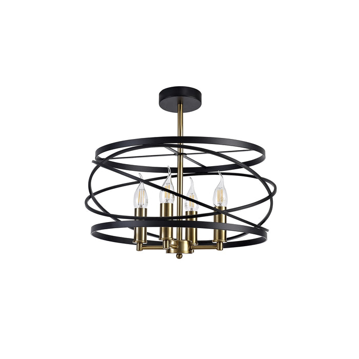 Nelson Lighting NL71019 Liza Pendant 4 Light Black/Satin Gold