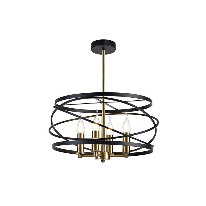 Nelson Lighting NL71019 Liza Pendant 4 Light Black/Satin Gold