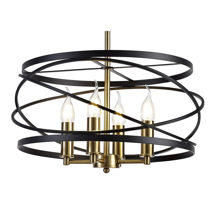 Nelson Lighting NL71019 Liza Pendant 4 Light Black/Satin Gold