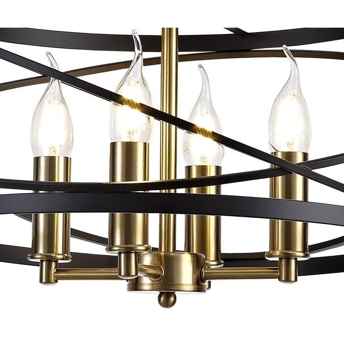 Nelson Lighting NL71019 Liza Pendant 4 Light Black/Satin Gold