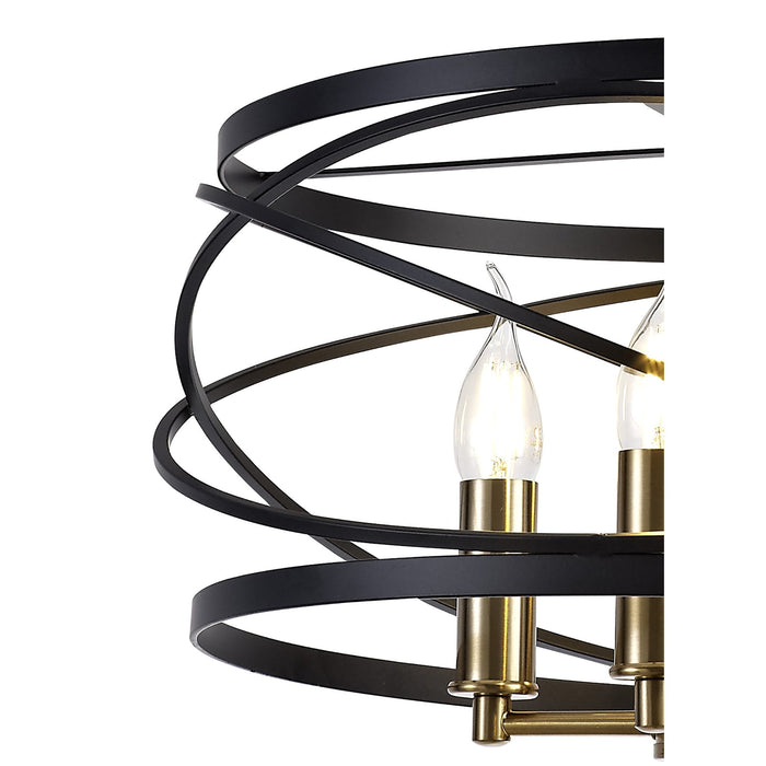 Nelson Lighting NL71019 Liza Pendant 4 Light Black/Satin Gold