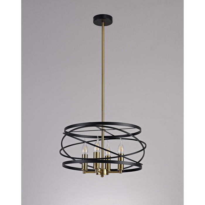 Nelson Lighting NL71019 Liza Pendant 4 Light Black/Satin Gold