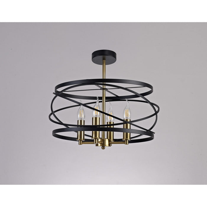 Nelson Lighting NL71019 Liza Pendant 4 Light Black/Satin Gold