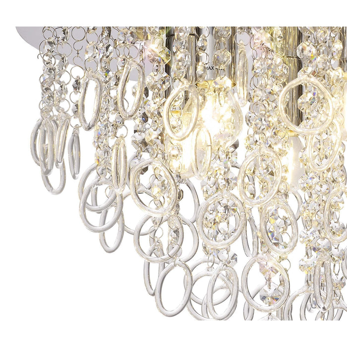 Nelson Lighting NL81329 Loopy Ceiling 6 Light Polished Chrome/Crystal