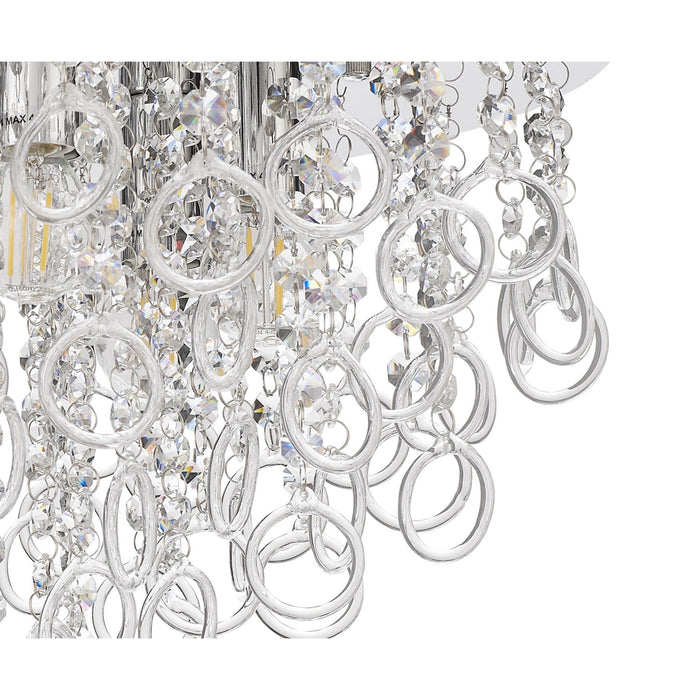 Nelson Lighting NL81329 Loopy Ceiling 6 Light Polished Chrome/Crystal