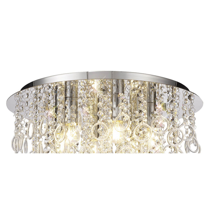 Nelson Lighting NL81329 Loopy Ceiling 6 Light Polished Chrome/Crystal