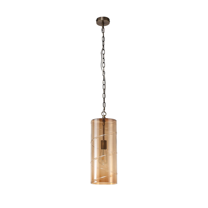 Nelson Lighting NL75699 Lucy Pendant 1 Light Antique Brass/Amber