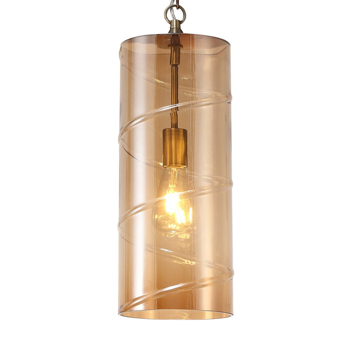 Nelson Lighting NL75699 Lucy Pendant 1 Light Antique Brass/Amber