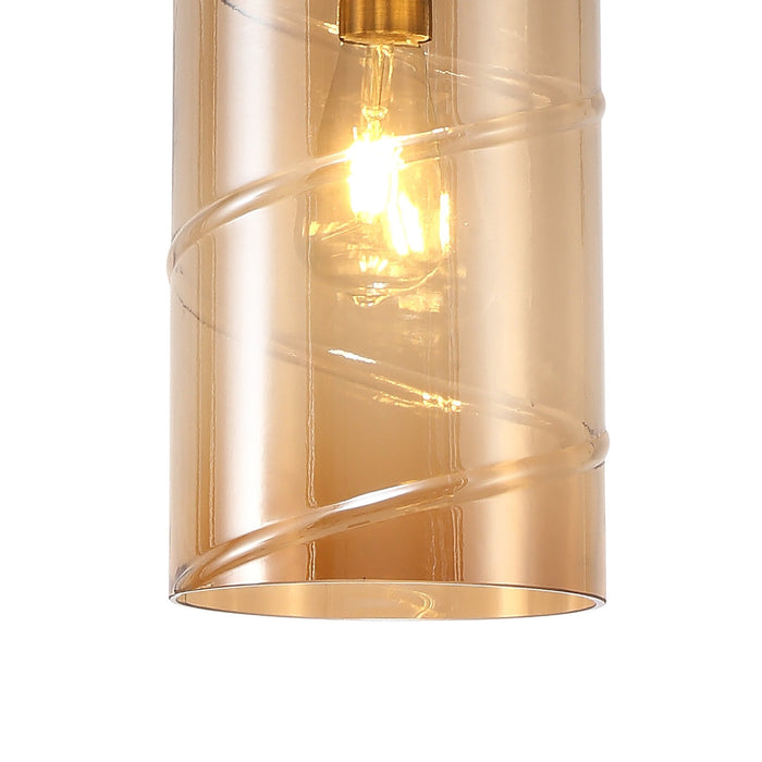 Nelson Lighting NL75699 Lucy Pendant 1 Light Antique Brass/Amber