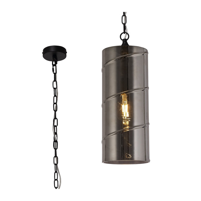 Nelson Lighting NL75709 Lucy Pendant 1 Light Matt Black/Smoked