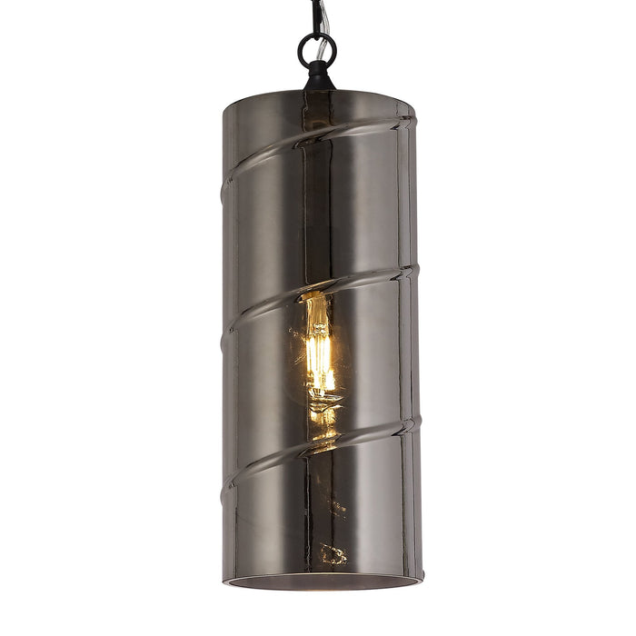 Nelson Lighting NL75709 Lucy Pendant 1 Light Matt Black/Smoked