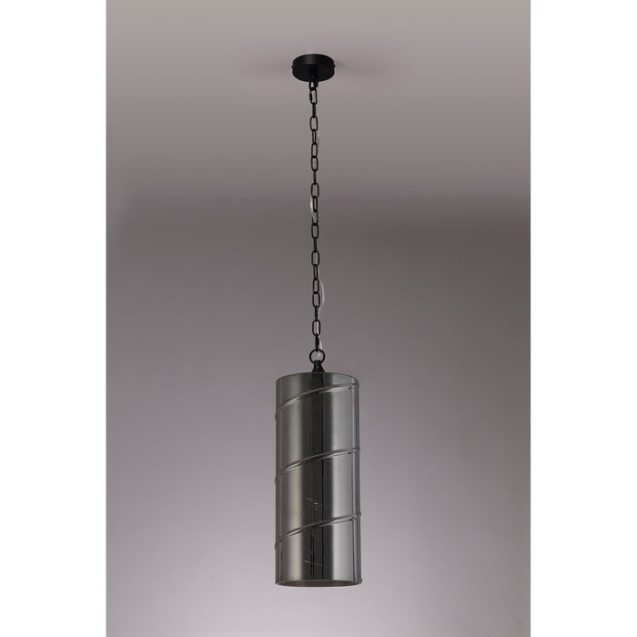 Nelson Lighting NL75709 Lucy Pendant 1 Light Matt Black/Smoked