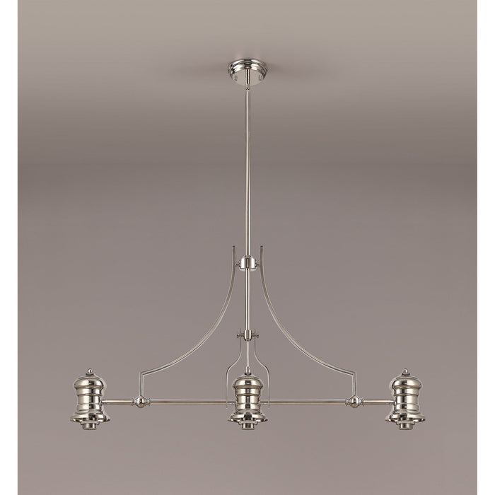 Nelson Lighting NL81249 Louis Frame Only Linear Pendant 3 Light Polished Nickel