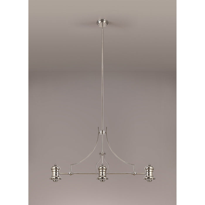 Nelson Lighting NL81249 Louis Frame Only Linear Pendant 3 Light Polished Nickel