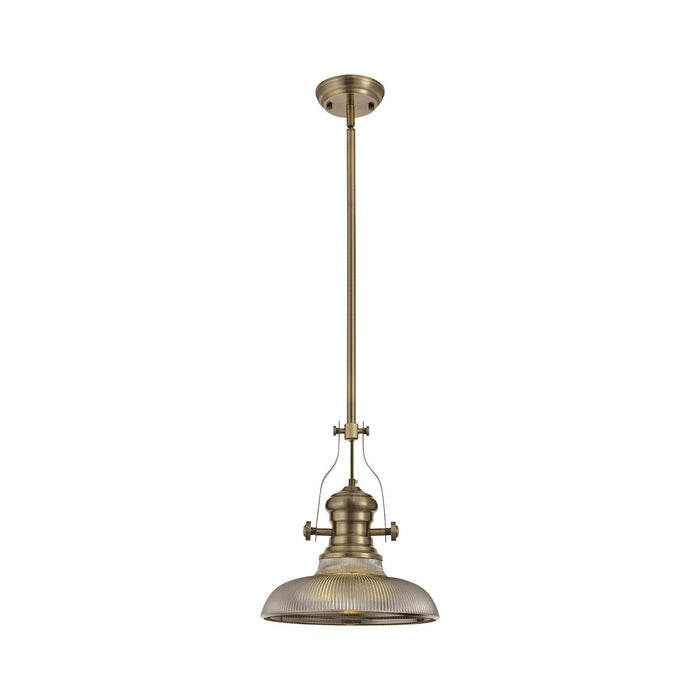 Nelson Lighting NLK01159 Louis 1 Light Telescopic Pendant With 30cm Round Glass Shade Antique Brass/Smoked