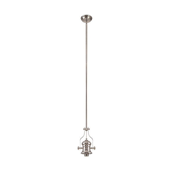Nelson Lighting NLK01289 Louis 1 Light Telescopic Pendant With 30cm Round Glass Shade Polished Nickel/Clear