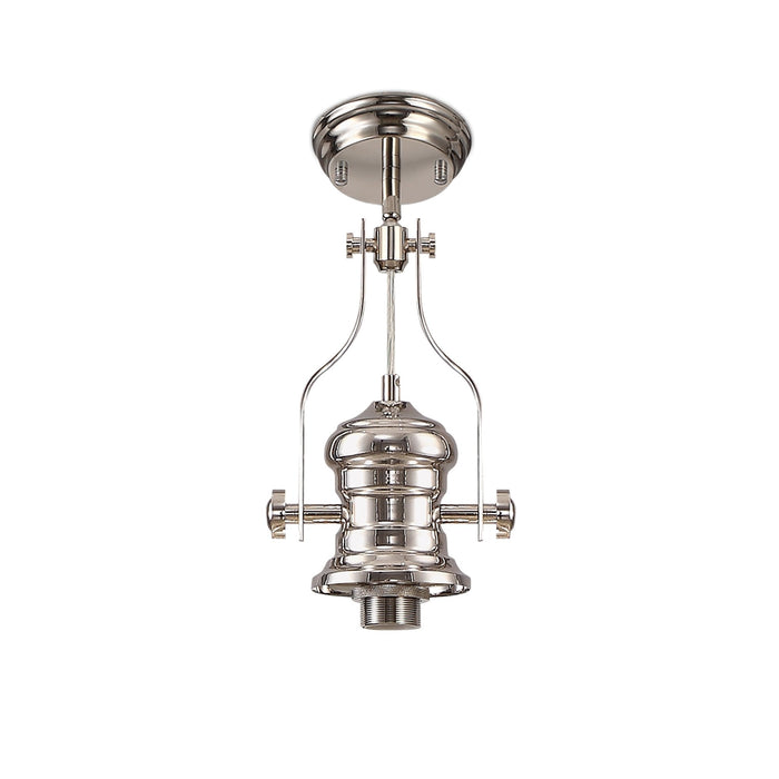 Nelson Lighting NLK01289 Louis 1 Light Telescopic Pendant With 30cm Round Glass Shade Polished Nickel/Clear