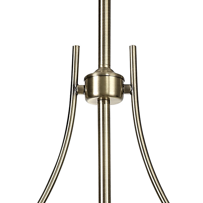 Nelson Lighting NLK03539 Louis 3 Light Telescopic Pendant With 30cm Round Glass Shade Antique Brass/Smoked