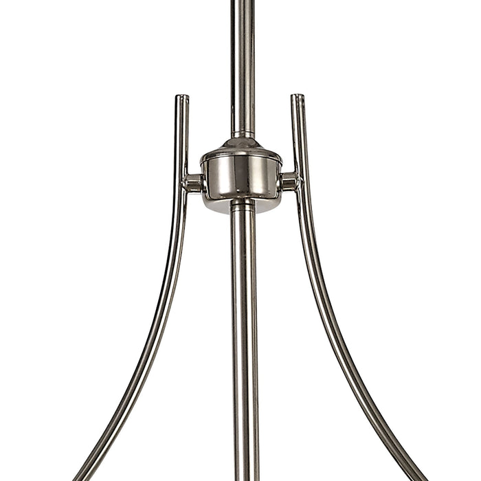 Nelson Lighting NLK03659 Louis 3 Light Telescopic Pendant With 30cm Round Glass Shade Polished Nickel/Smoked