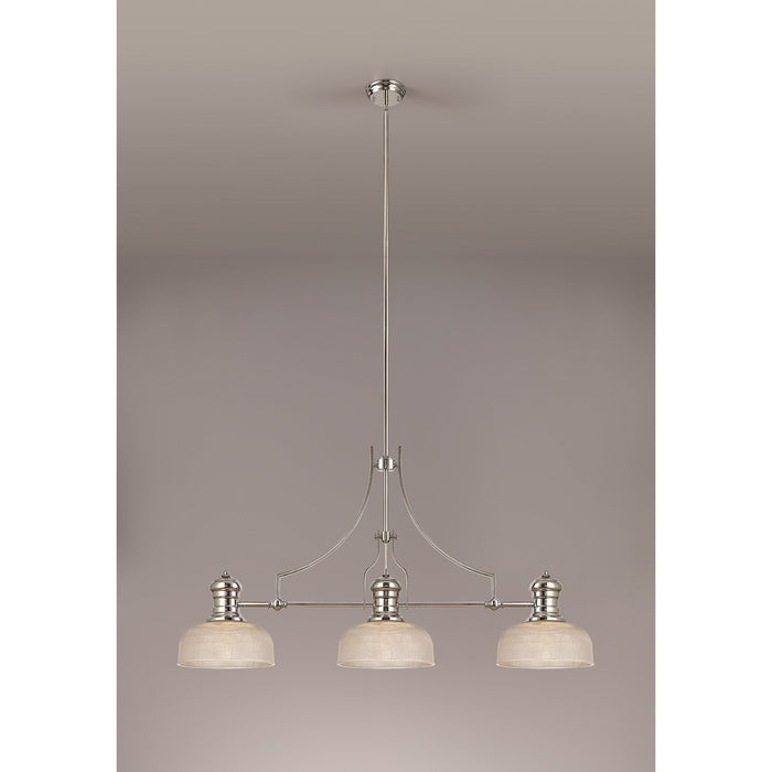 Nelson Lighting NLK03739 Louis 3 Light Telescopic Pendant With 26.5cm Prismatic Glass Shade Polished Nickel/Clear