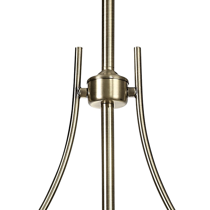 Nelson Lighting NLK04679 Louis Linear Pendant With 38cm Flat Round Shade Antique Brass/Clear Glass