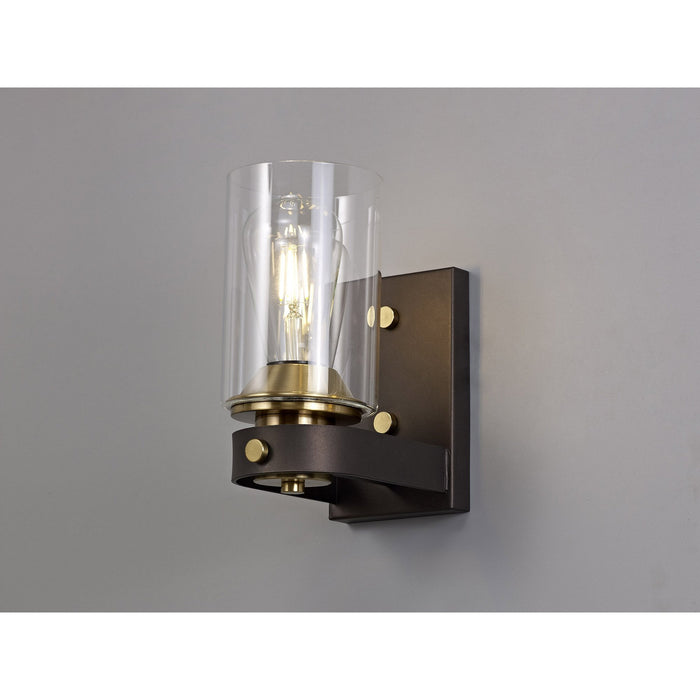 Nelson Lighting NL75549 Malcom Wall Lamp 1 Light Brown Oxide/Bronze With Clear Glass Shades