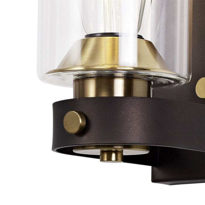 Nelson Lighting NL75549 Malcom Wall Lamp 1 Light Brown Oxide/Bronze With Clear Glass Shades