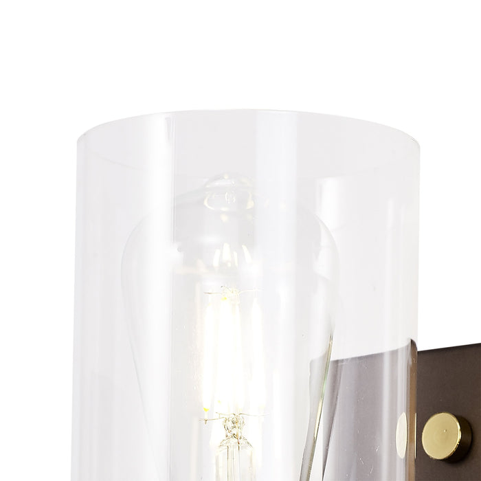 Nelson Lighting NL75549 Malcom Wall Lamp 1 Light Brown Oxide/Bronze With Clear Glass Shades